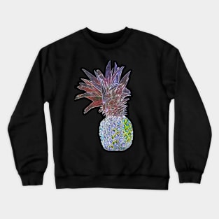 Pineapple sparkly neon design on black Crewneck Sweatshirt